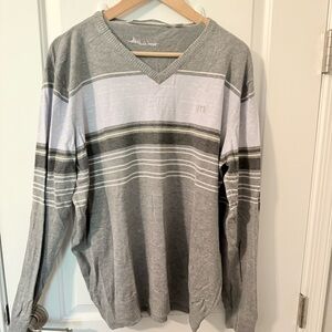 Travis Mathew Men's Gray Striped Sweater